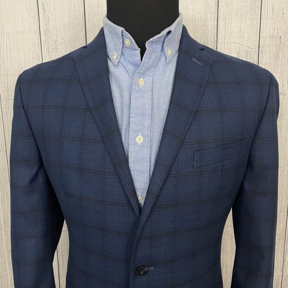 Michael Kors Other - Michael Kors 42R Blue Glen Check Polyester / Rayon 2-Button Sports Coat